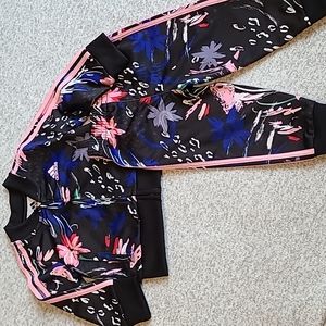 Adidad Tricot Track Set in Black Floral